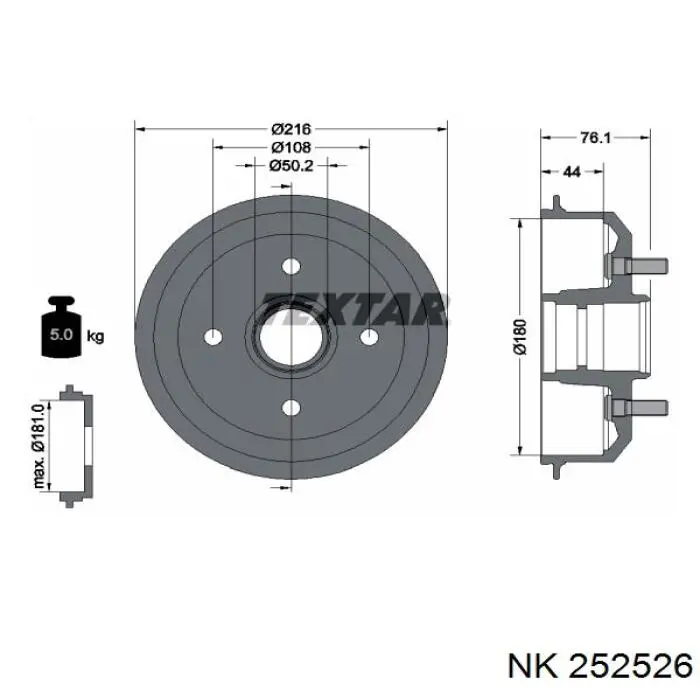 252526 NK freno de tambor trasero