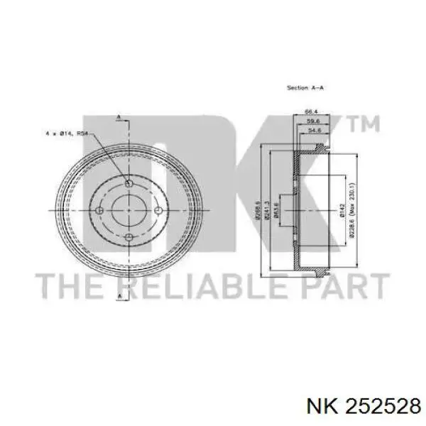 252528 NK freno de tambor trasero