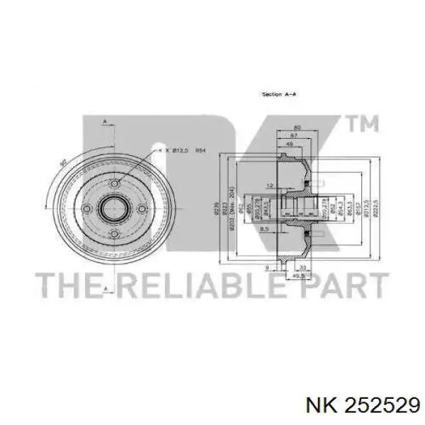 252529 NK freno de tambor trasero