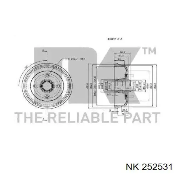 252531 NK freno de tambor trasero