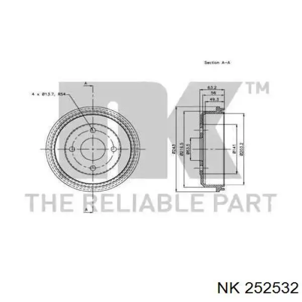 252532 NK freno de tambor trasero