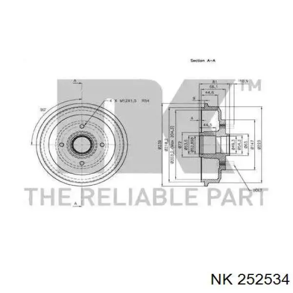 252534 NK freno de tambor trasero