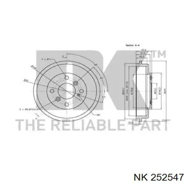 252547 NK freno de tambor trasero