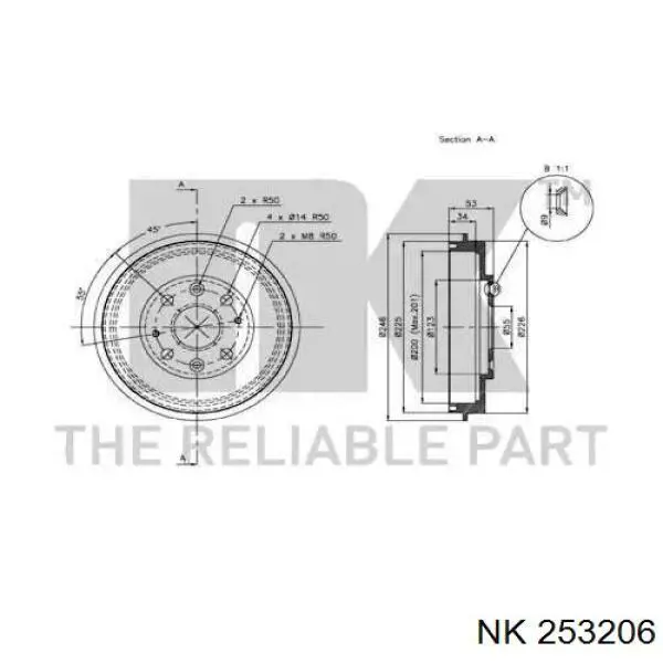 253206 NK freno de tambor trasero