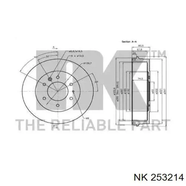 253214 NK freno de tambor trasero