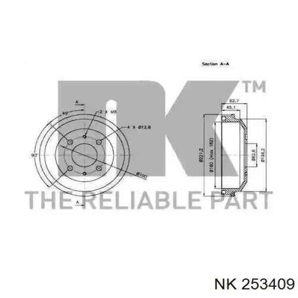 253409 NK freno de tambor trasero