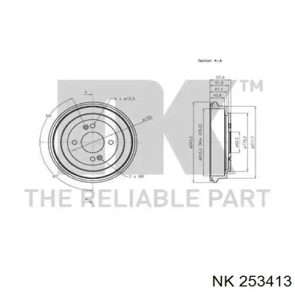 253413 NK freno de tambor trasero