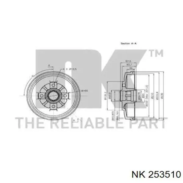 253510 NK freno de tambor trasero