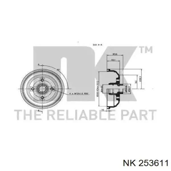 253611 NK freno de tambor trasero