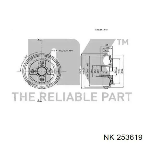 253619 NK freno de tambor trasero