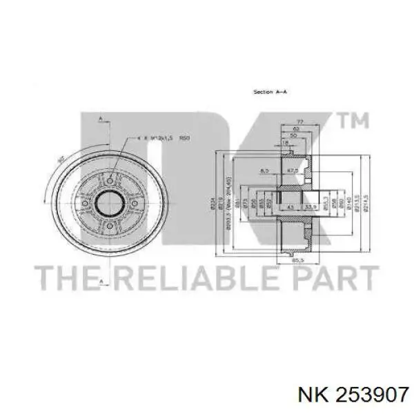 253907 NK freno de tambor trasero