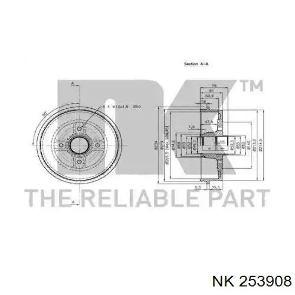 253908 NK freno de tambor trasero