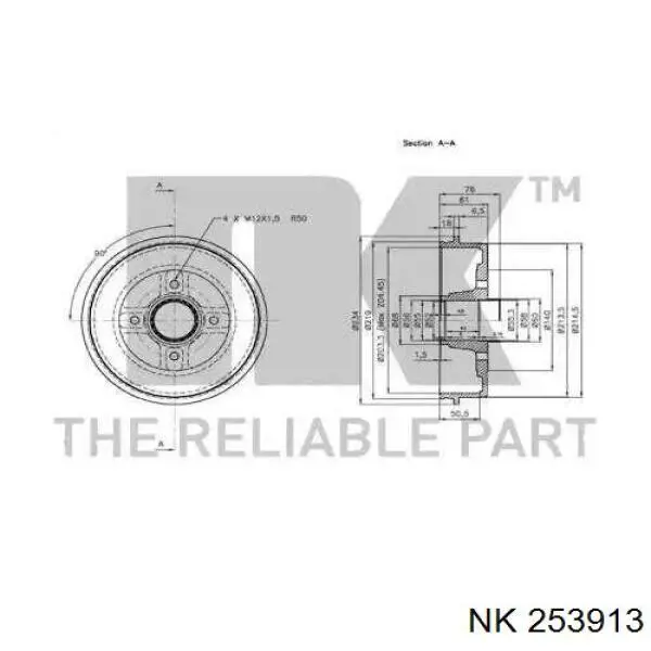 253913 NK freno de tambor trasero