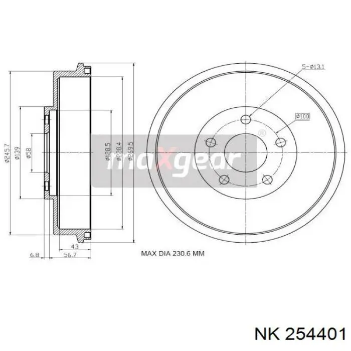 254401 NK freno de tambor trasero