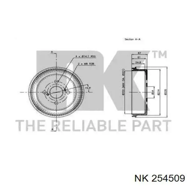 254509 NK freno de tambor trasero