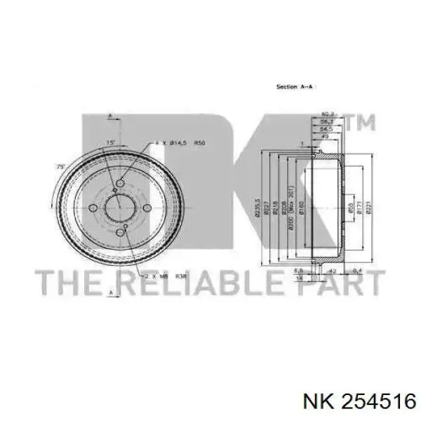 254516 NK freno de tambor trasero