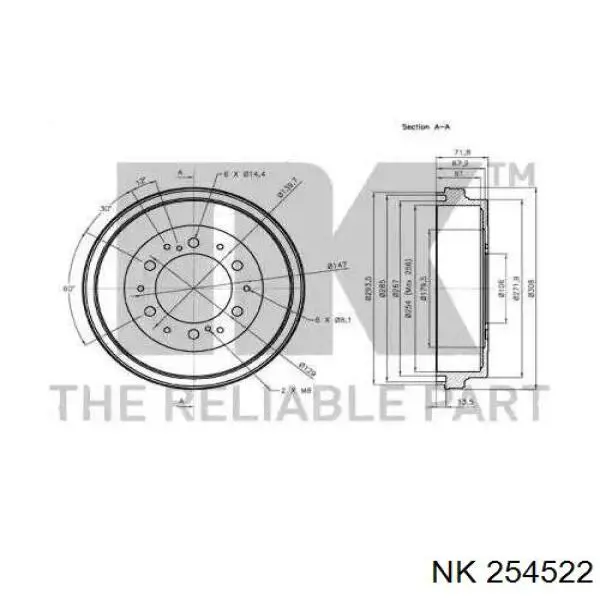 254522 NK freno de tambor trasero