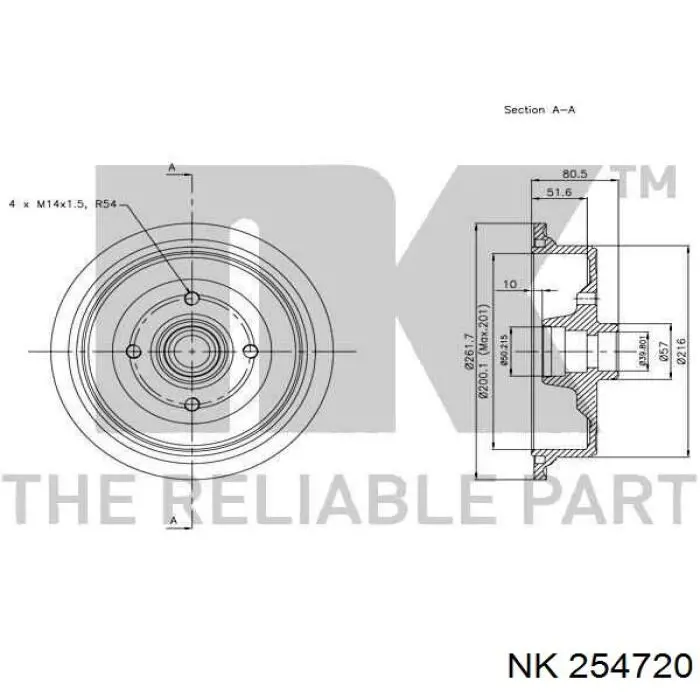254720 NK freno de tambor trasero