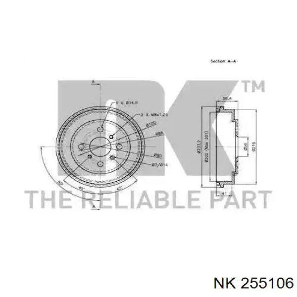 255106 NK freno de tambor trasero