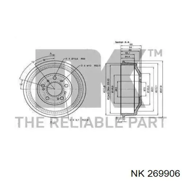 269906 NK freno de tambor trasero