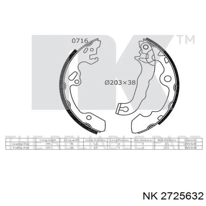 2725632 NK zapatas de frenos de tambor traseras