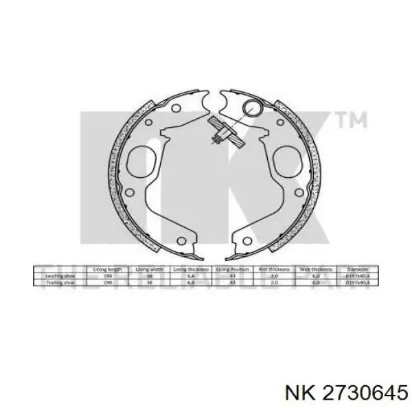 2730645 NK juego de zapatas de frenos, freno de estacionamiento