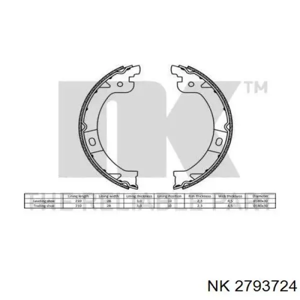 2793724 NK juego de zapatas de frenos, freno de estacionamiento