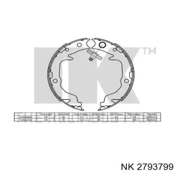 2793799 NK juego de zapatas de frenos, freno de estacionamiento