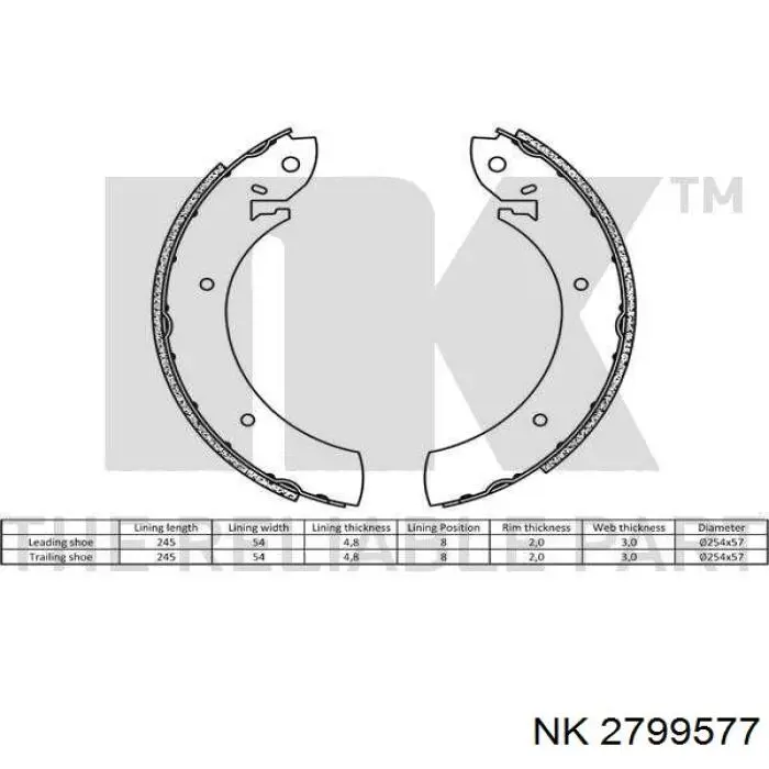 2799577 NK zapatas de frenos de tambor traseras
