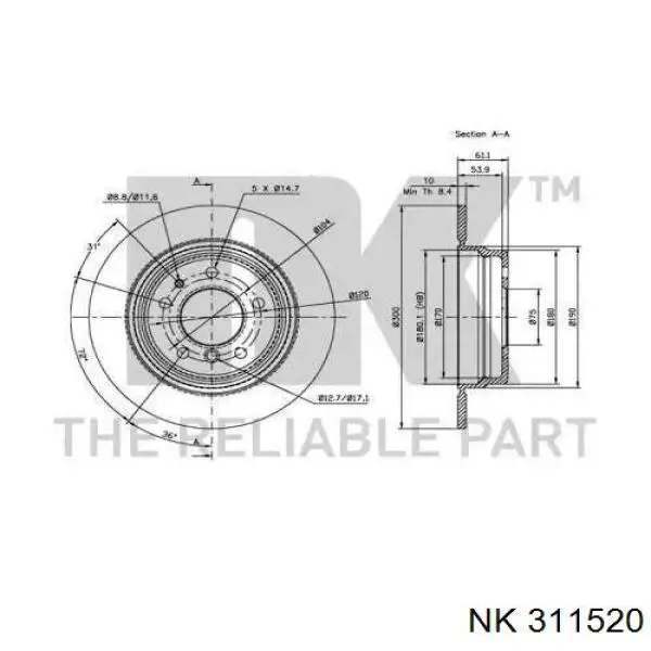 Disco de freno trasero BMW 5 E34