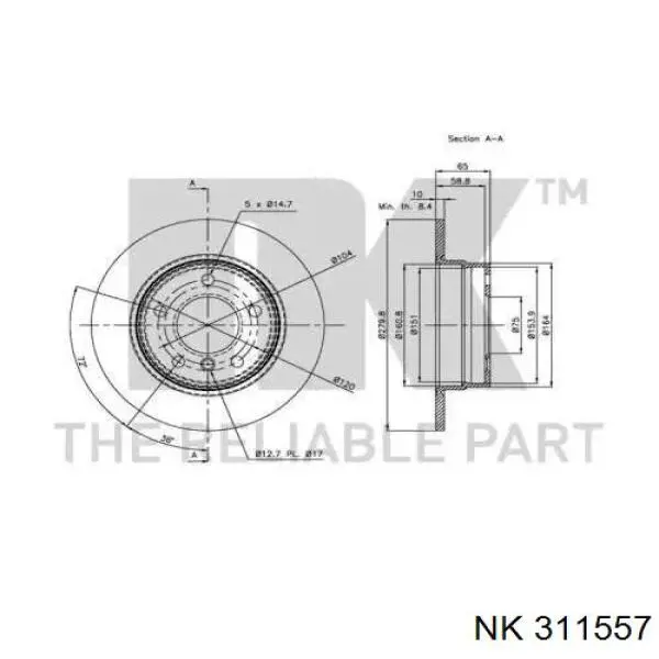 311557 NK disco de freno trasero