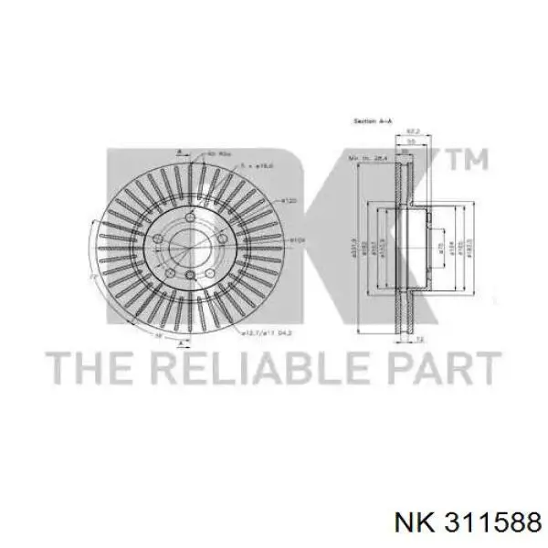 311588 NK freno de disco delantero