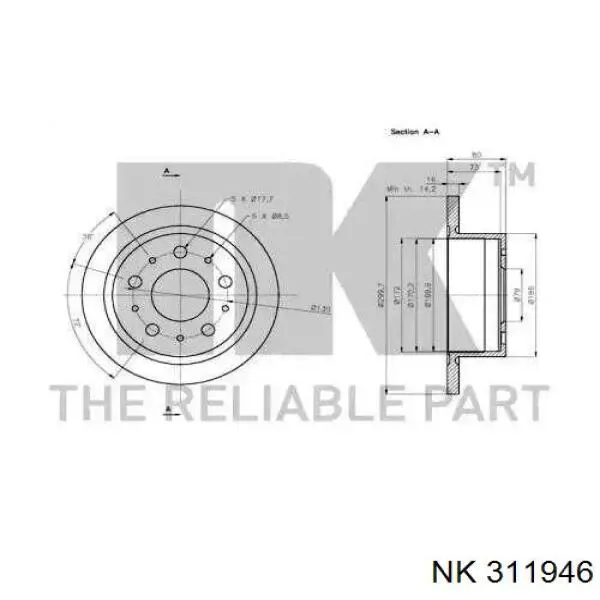 311946 NK disco de freno trasero