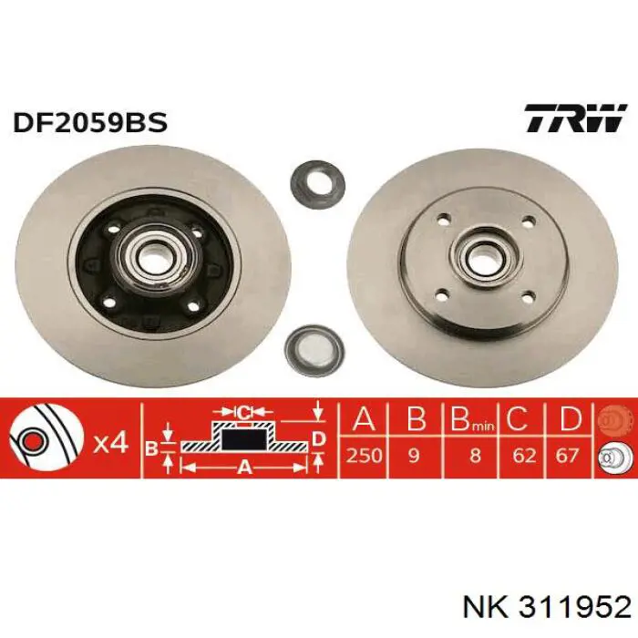 Comprar 311952 NK Disco de freno trasero