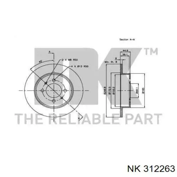 312263 NK disco de freno trasero