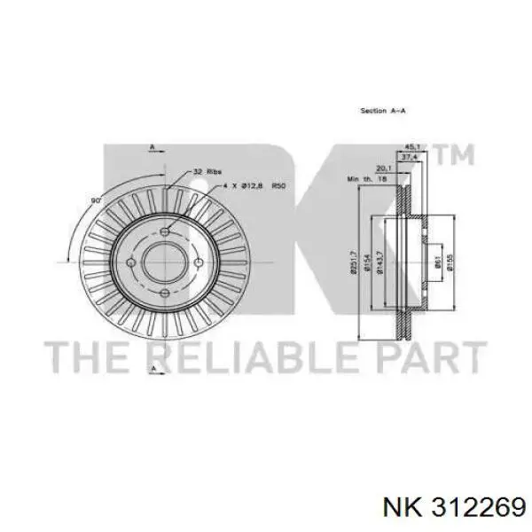 312269 NK freno de disco delantero