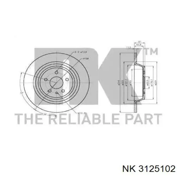 3125102 NK disco de freno trasero