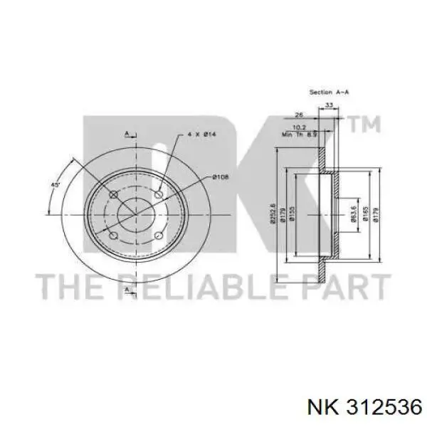 Disco de freno trasero Ford Sierra 1 GBC