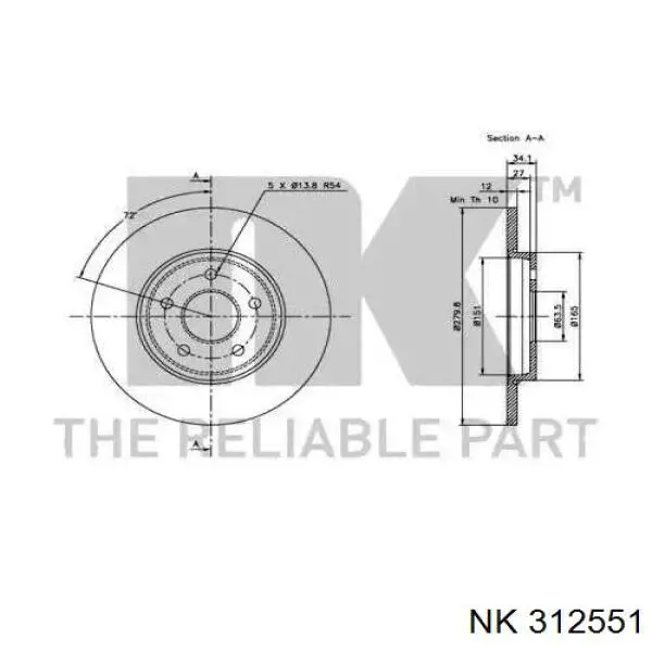 Disco de freno trasero Jaguar X-type CF1