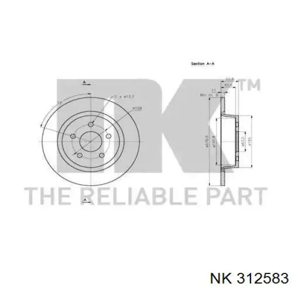 312583 NK disco de freno trasero