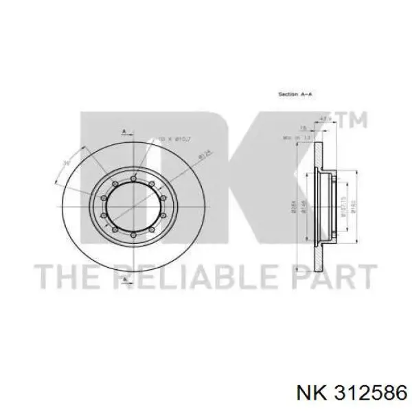 312586 NK disco de freno trasero