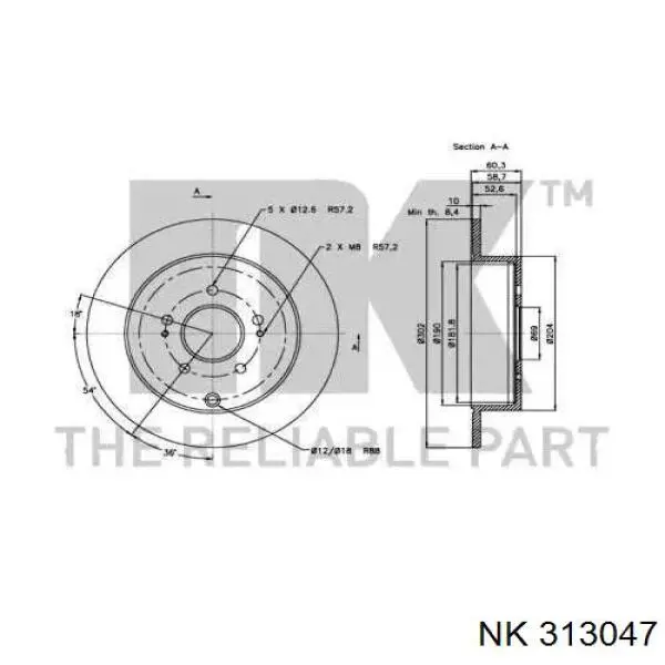 MN102438 Mitsubishi Freno de disco trasero