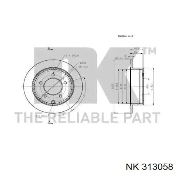 313058 NK disco de freno trasero