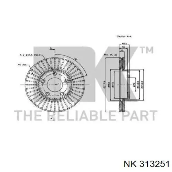 313251 NK freno de disco delantero