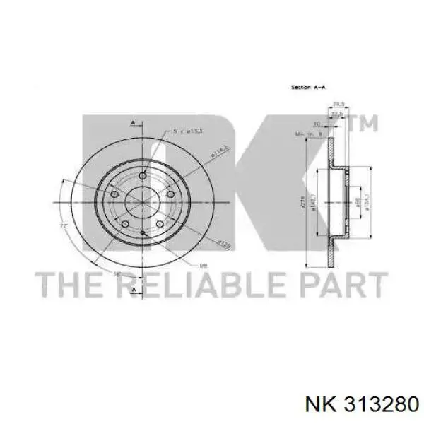 313280 NK disco de freno trasero