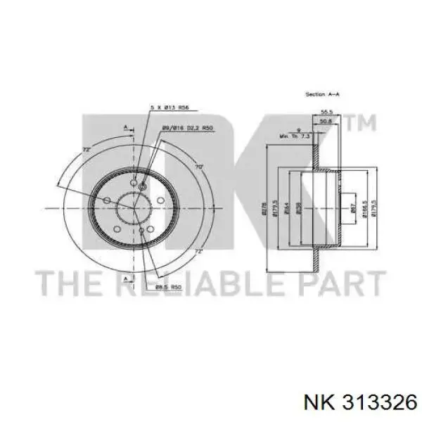 313326 NK disco de freno trasero