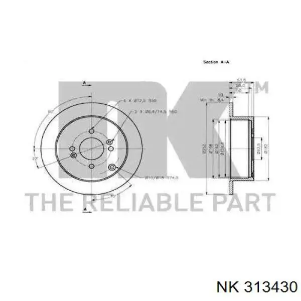 313430 NK disco de freno trasero