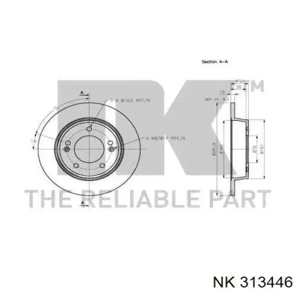 313446 NK disco de freno trasero