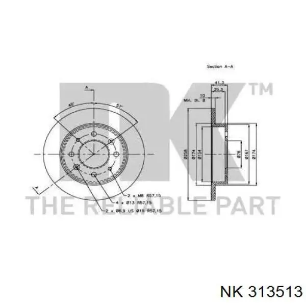 313513 NK disco de freno trasero