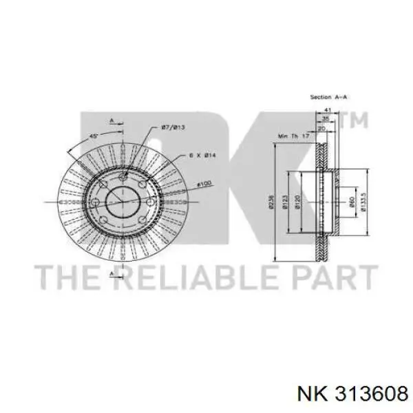 Freno de disco delantero Opel Astra 51, 52, F35, M35